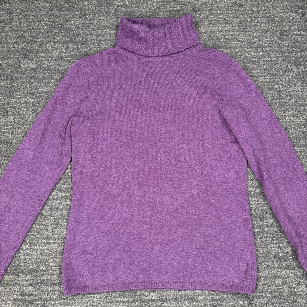 Tweeds Cashmere Turtleneck Sweater Women Small Purple Quiet Luxury Classic Knit